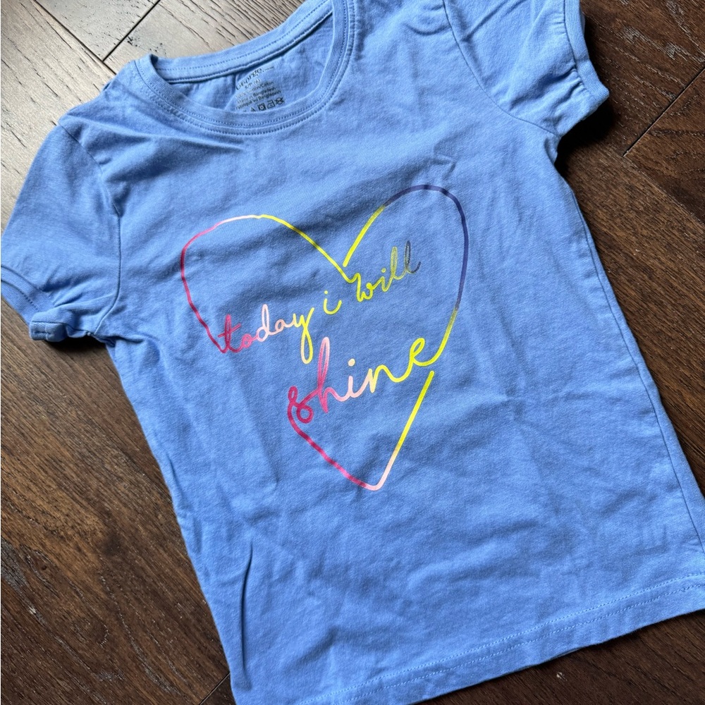 3/$20 George Blue Tee with Colorful Heart Design